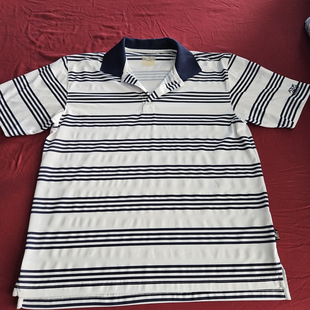 Reebok Striped Polo Shirt with Navy Collar